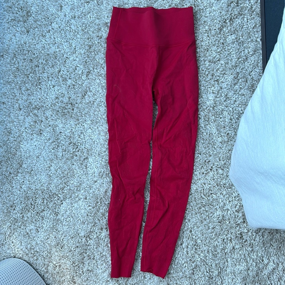 Fabletics Medium Leggings, Red With Pattern - image 1